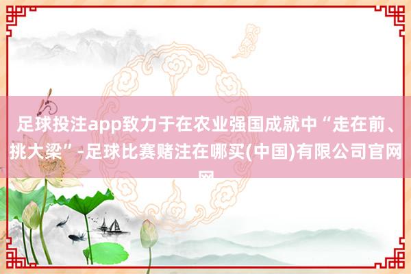 足球投注app致力于在农业强国成就中“走在前、挑大梁”-足球比赛赌注在哪买(中国)有限公司官网