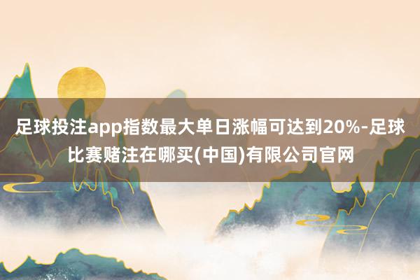 足球投注app指数最大单日涨幅可达到20%-足球比赛赌注在哪买(中国)有限公司官网
