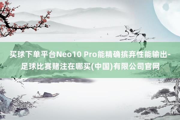 买球下单平台Neo10 Pro能精确摈弃性能输出-足球比赛赌注在哪买(中国)有限公司官网