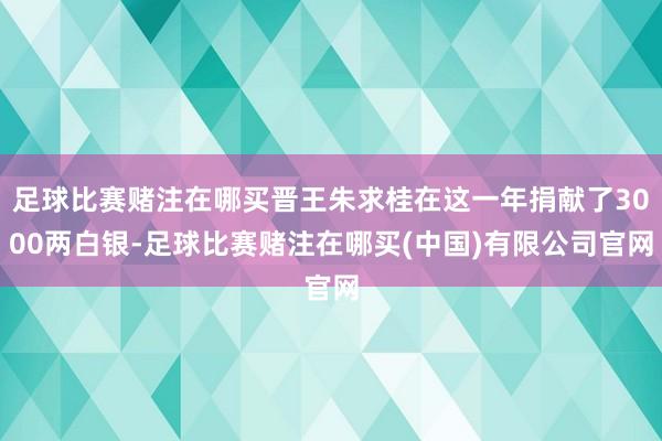 足球比赛赌注在哪买晋王朱求桂在这一年捐献了3000两白银-足球比赛赌注在哪买(中国)有限公司官网