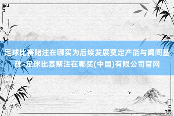 足球比赛赌注在哪买为后续发展奠定产能与阛阓基础-足球比赛赌注在哪买(中国)有限公司官网