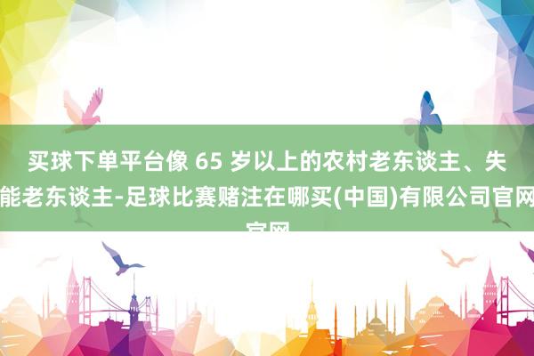 买球下单平台像 65 岁以上的农村老东谈主、失能老东谈主-足球比赛赌注在哪买(中国)有限公司官网