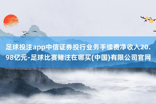 足球投注app中信证券投行业务手续费净收入20.98亿元-足球比赛赌注在哪买(中国)有限公司官网