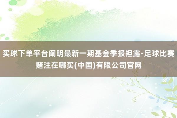 买球下单平台阐明最新一期基金季报袒露-足球比赛赌注在哪买(中国)有限公司官网