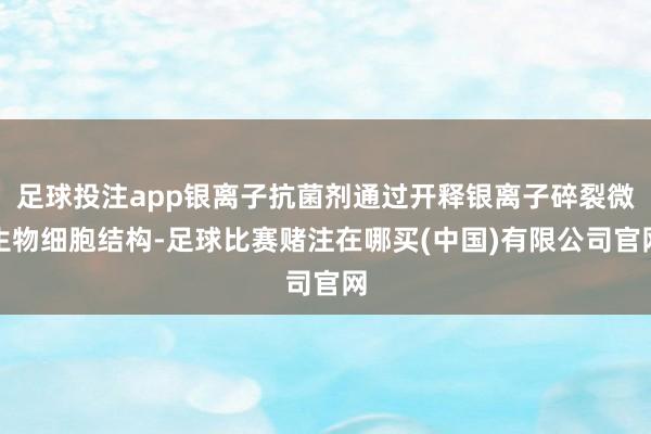 足球投注app银离子抗菌剂通过开释银离子碎裂微生物细胞结构-足球比赛赌注在哪买(中国)有限公司官网