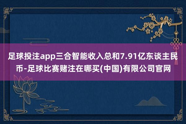 足球投注app三合智能收入总和7.91亿东谈主民币-足球比赛赌注在哪买(中国)有限公司官网