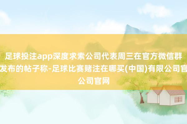 足球投注app深度求索公司代表周三在官方微信群中发布的帖子称-足球比赛赌注在哪买(中国)有限公司官网