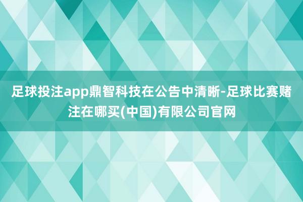 足球投注app鼎智科技在公告中清晰-足球比赛赌注在哪买(中国)有限公司官网
