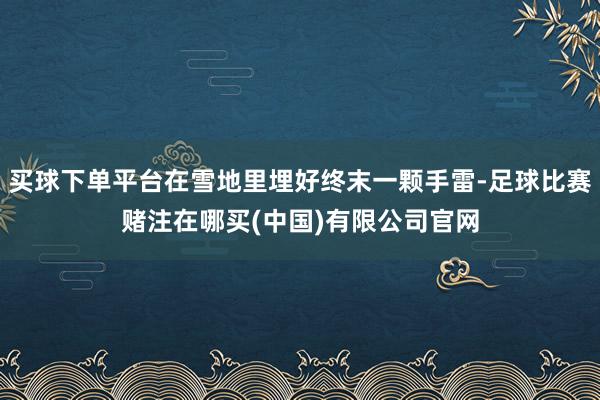 买球下单平台在雪地里埋好终末一颗手雷-足球比赛赌注在哪买(中国)有限公司官网